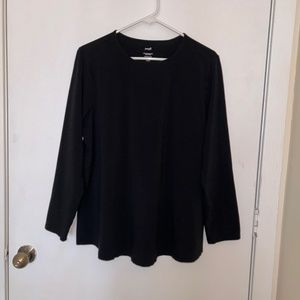 J Jill Pure Jill pima stretch cotton shirttail tee, black, size 1X